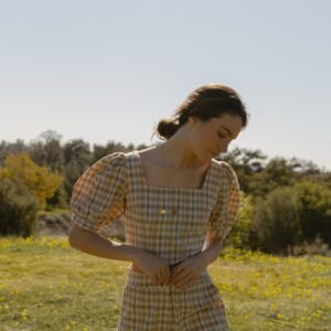 Checkered Cotton Shorts in Forest