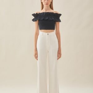 Off Shoulder Top in Ruffles in Midnight