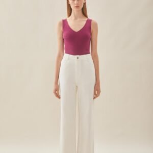 V Neck Knit Tank in Beetroot