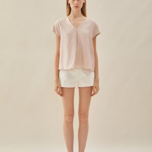 V Neck Sleeved Top in Petal Pink