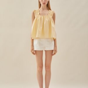 Flared Square Neck Top in Soft Yellow