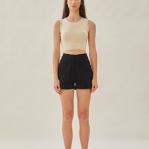 Sleeveless Knit Cropped Tank in Ivory