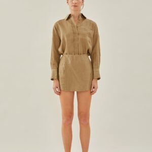 Linen Wrap Skorts in Brown